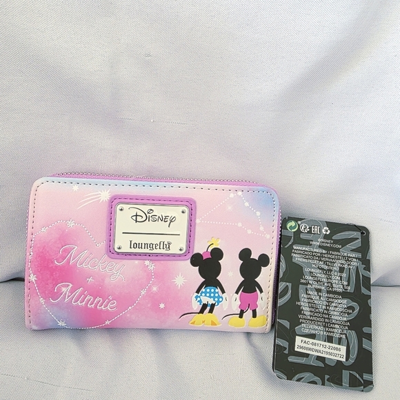 Disney Loungefly Mickey Minnie Mouse Constellation Zip Wallet Pastel New - Picture 7 of 10